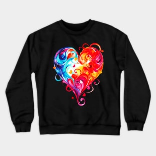 Colorful Valentines Swirly Heart adorns this beautiful design Great for lover wife daughter girl friend mom mother Happy Valentines Day Red Blue Pink Yellow Orange Crewneck Sweatshirt